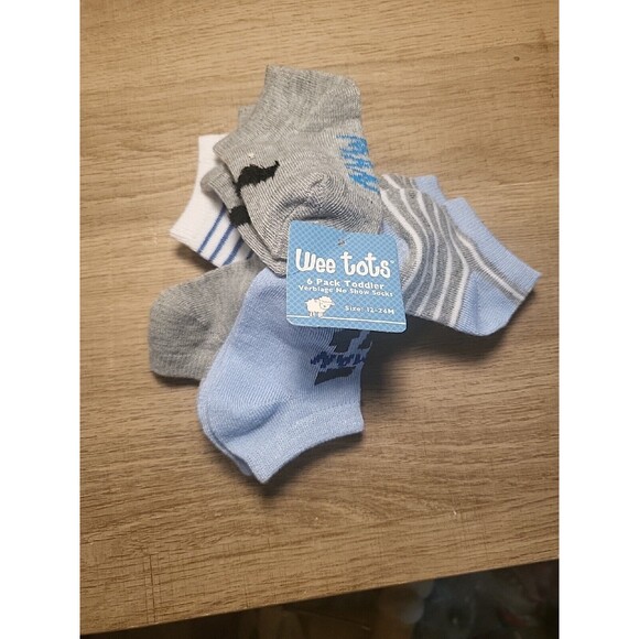 NEW Wee Tots 6 pack infants Ankle socks Little Man 12-24 Months - Picture 1 of 6
